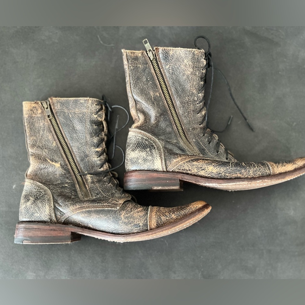 Bed|Stu Cobbler series Distressed Women’s Lace-Up Boots in Lux Brown Size 10